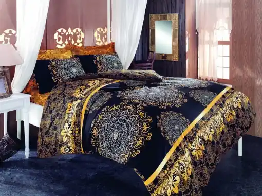 Doar azi Lenjerie de pat 1 Persoana Model Osmanlı Yellow