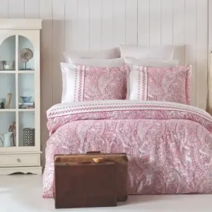 Noutate Lenjerie de pat 1 Persoana Model Paisley Pink