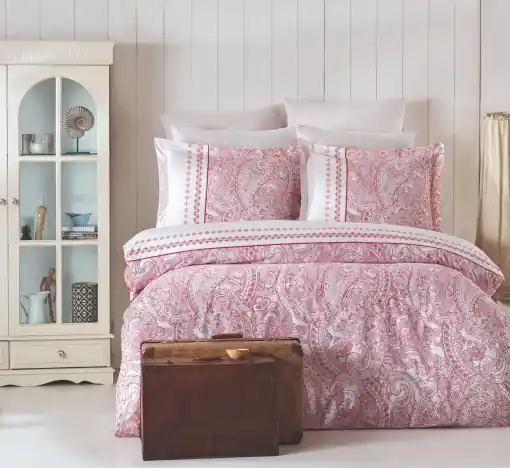 Noutate Lenjerie de pat 1 Persoana Model Paisley Pink