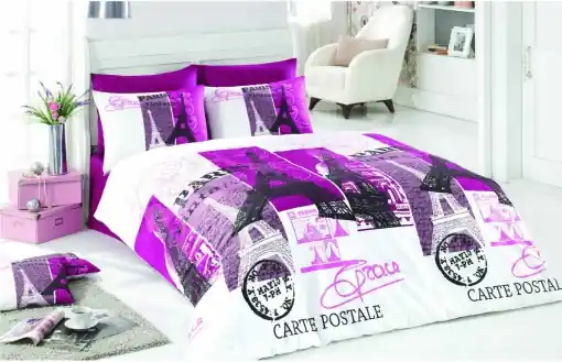 Preț mic Lenjerie de pat 1 Persoana Model Paris Lilac