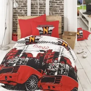 Lenjerie de pat dublu Model Bolide Red Mai ieftin