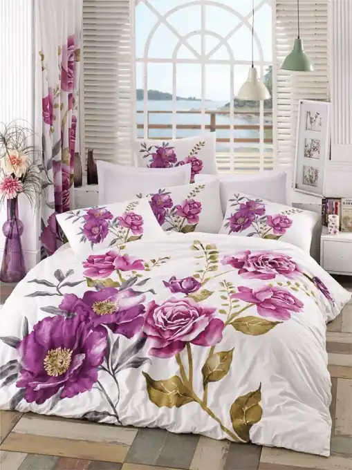 Disponibil imediat Lenjerie de pat dublu Model Celina Pink