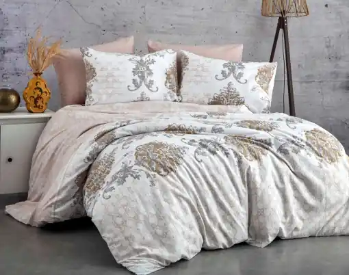 Reducere extra Lenjerie de pat dublu Model Daisy Brown