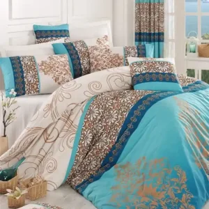 Ofertă specială Lenjerie de pat dublu Model Katre Turquoise