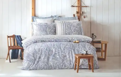 Reduceri Lenjerie de pat dublu Model Paisley Blue