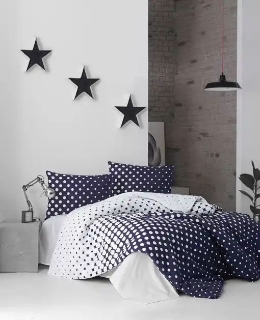 Lenjerie de pat dublu Model Puanline Dark Blue Comandă acum