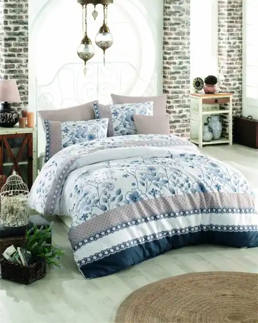 Chilipir Lenjerie de pat dublu Model Sudenaz Blue