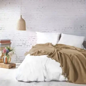 Disponibil imediat Cuvertura Pled pentru pat dublu Model Mona Mustard