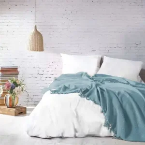 Cuvertura Pled pentru pat dublu Model Mona Turquoise Ofertă specială