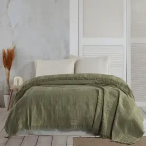 Cuvertura Pled pentru pat dublu Model Sirius Khaki Calitate înaltă