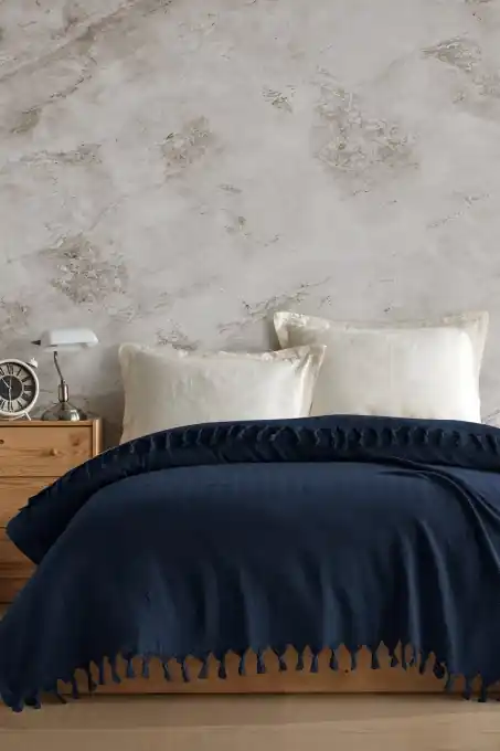 Cuvertura Pled pentru pat dublu Model Berlino Navy Reduceri