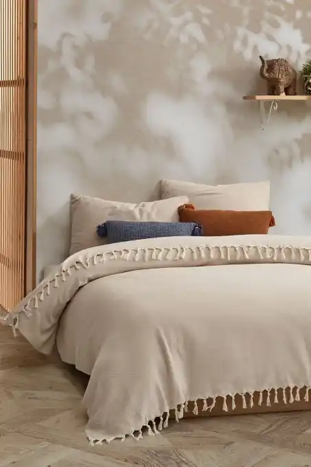 Cel mai vândut Cuvertura Pled pentru pat dublu Model Ermes Beige
