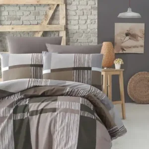 Lenjerie de pat 1 Persoana Model Estela Brown Calitate înaltă