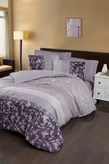 Lenjerie de pat dublu, Bumbac 100% Satinat Model Ivy Lilac Plată securizată