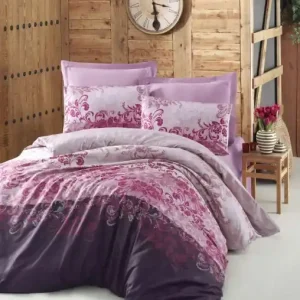 Plată sigură Lenjerie de pat dublu, Bumbac 100% Satinat Model Rina Rose