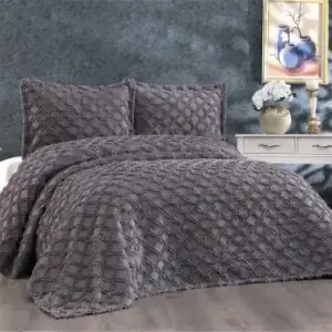 Popular Set Cuvertura Pat Dublu Model Harem Anthracite
