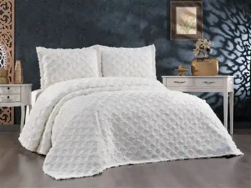Set Cuvertura Pat Dublu Model Harem Cream Ieftin