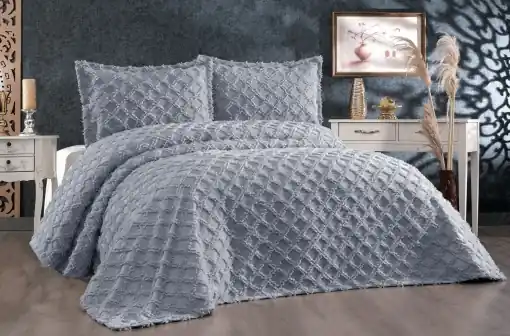 Set Cuvertura Pat Dublu Model Harem Grey Bestseller
