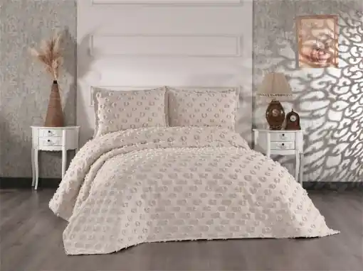 Set Cuvertura Pat Dublu Model Hayal Cappuccino Comandă acum