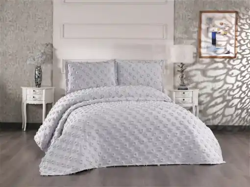 Chilipir Set Cuvertura Pat Dublu Model Hayal Grey