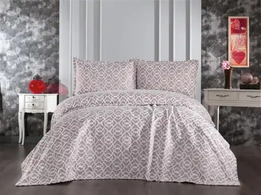Ultima șansă Set Cuvertura Pat Dublu Model Merlin Cappuccino