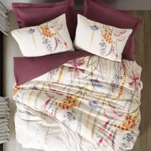 Lenjerie de pat 1 Persoana Model Flos Claret Red Discount