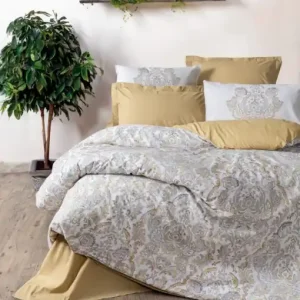 Lenjerie de pat 1 Persoana Model Najva Mustard Preferatul clienților