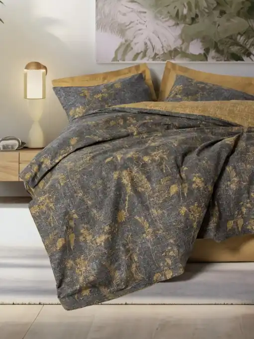 Lenjerie de pat 1 Persoana Model Yadawa Mustard Nu rata