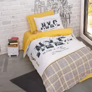 Plată sigură Lenjerie de pat Copii Model Worldwide Mustard