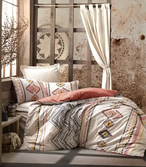 Noutate Lenjerie de pat dublu Model Felix Tile Red
