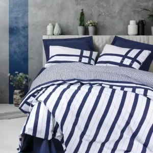 Lichidare de stoc Lenjerie de pat dublu Model Nifty Dark Blue