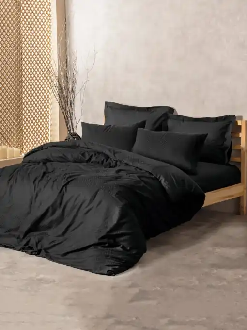 Ieftin Lenjerie de pat dublu Model Plaid Black