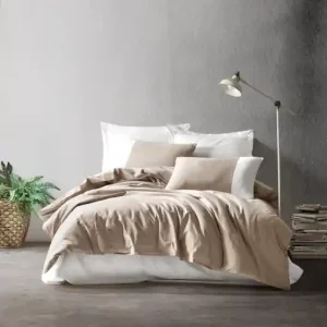 Lenjerie de pat dublu Model Plain Mink, Cream Plată sigură