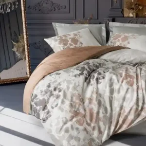 Ofertă Lenjerie de pat dublu, Bumbac 100% Satinat Model Blatt Grey