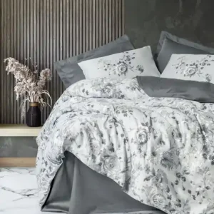 Preț promoțional Lenjerie de pat dublu, Bumbac 100% Satinat Model Moale Grey