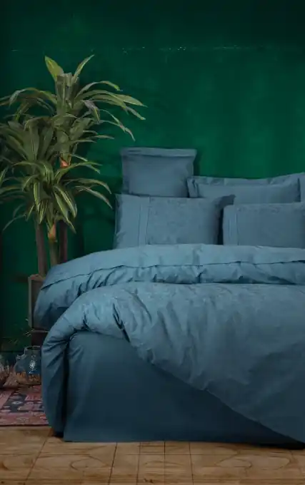Lenjerie de pat dublu, Bumbac 100% Satinat Model Sante Petrol Blue Ultima șansă