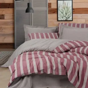 Cel mai vândut Lenjerie de pat dublu Model Bande Claret Red