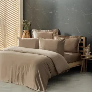 Premium Lenjerie de pat dublu Model Silky Beige