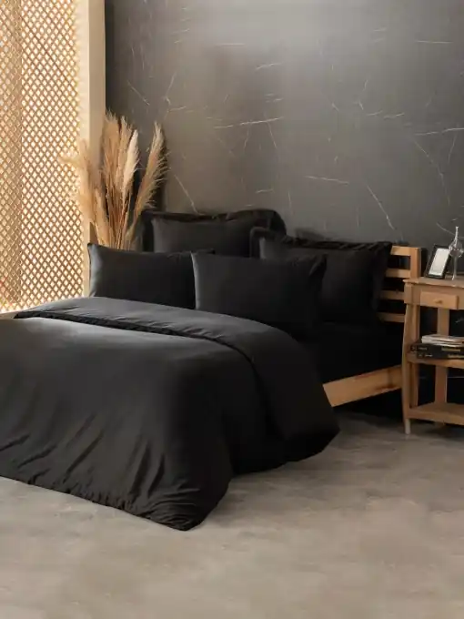 Lenjerie de pat dublu Model Silky Black Retur gratuit