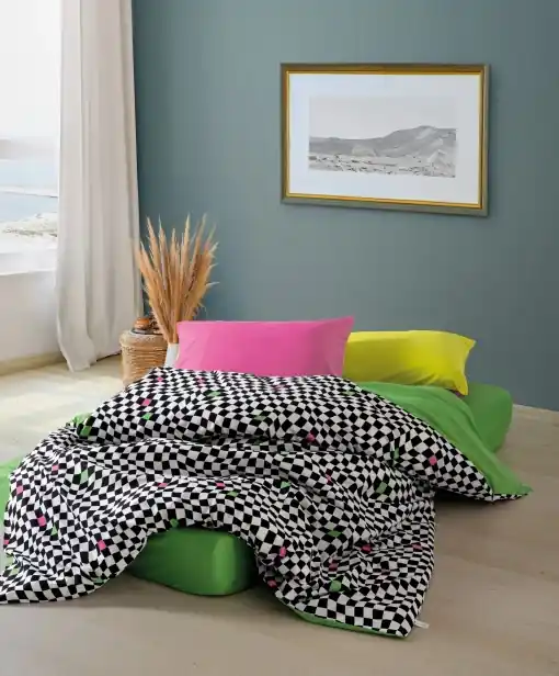 Cel mai vândut Lenjerie de pat dublu Model Dazzle Green