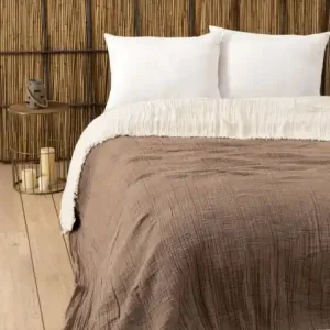 Super ofertă Cuvertura pentru Pat Dublu Model Muslin Brown (170 x 250)