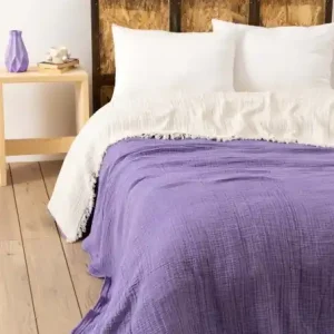 Cuvertura pentru Pat Dublu Model Muslin Damson (170 x 250) Doar azi