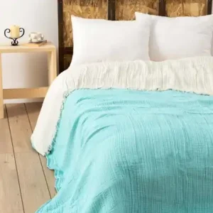 Plată sigură Cuvertura pentru Pat Dublu Model Muslin Turquoise (170 x 250)