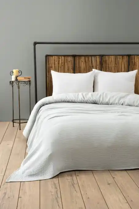 Cuvertura pentru Pat Dublu Model Muslin Grey (220 x 250) Mai ieftin