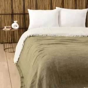 Cuvertura pentru Pat Dublu Model Muslin Age Green Popular