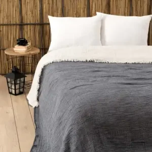 Cuvertura pentru Pat Dublu Model Muslin Anthracite Livrare expres