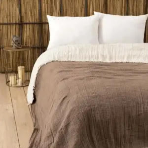 Ofertă limitată Cuvertura pentru Pat Dublu Model Muslin Brown