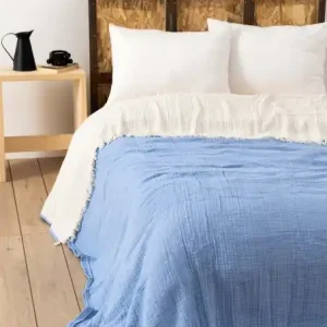 Disponibil imediat Cuvertura pentru Pat Dublu Model Muslin Light Blue
