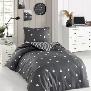 Preț mic Lenjerie de pat 1 Persoana Model Üçgen Grey