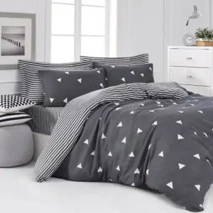 Lenjerie de pat dublu Model Üçgen Grey Doar azi